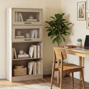 4-Tier Bookshelf with Storage Cabinets - Natural Wood by LJGDeals