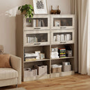 4-Tier Bookshelf with Storage Cabinets - Natural Wood by DirectDeals