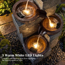 4-Tier Cascading Bowl Outdoor Water Fountain with LED Lights by LJGDeals