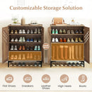 4 Tier Farmhouse Shoe Storage Cabinet with Removable Shelves and Metal Legs by LJGDeals