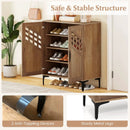 4 Tier Farmhouse Shoe Storage Cabinet with Removable Shelves and Metal Legs by LJGDeals
