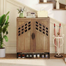 4 Tier Farmhouse Shoe Storage Cabinet with Removable Shelves and Metal Legs by LJGDeals