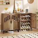 4 Tier Farmhouse Shoe Storage Cabinet with Removable Shelves and Metal Legs by LJGDeals