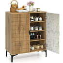 4 Tier Farmhouse Shoe Storage Cabinet with Removable Shelves and Metal Legs by LJGDeals