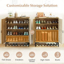 4 Tier Farmhouse Shoe Storage Cabinet with Removable Shelves and Metal Legs by LJGDeals