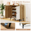 4 Tier Farmhouse Shoe Storage Cabinet with Removable Shelves and Metal Legs by LJGDeals