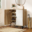 4 Tier Farmhouse Shoe Storage Cabinet with Removable Shelves and Metal Legs by LJGDeals