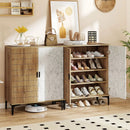 4 Tier Farmhouse Shoe Storage Cabinet with Removable Shelves and Metal Legs by LJGDeals