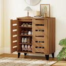 4-Tier Farmhouse Shoe Organizer with Louvered Door