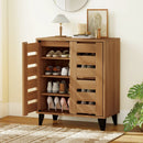 4-Tier Farmhouse Shoe Organizer with Louvered Door by LJGDeals