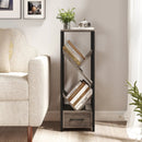 4 Tier Floor Tree Bookshelf with Drawer and Metal Frame-Gray by LJGDeals