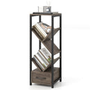 4 Tier Floor Tree Bookshelf with Drawer and Metal Frame-Gray by LJGDeals