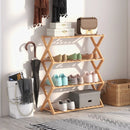 4-Tier Foldable Bamboo Shoe Rack with Slatted Shelves-Natural by LJGDeals