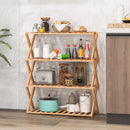 4-Tier Foldable Bamboo Shoe Rack with Slatted Shelves-Natural by LJGDeals