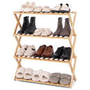 4-Tier Foldable Bamboo Shoe Rack with Slatted Shelves-Natural by LJGDeals