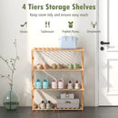 4-Tier Foldable Bamboo Shoe Rack with Slatted Shelves-Natural by LJGDeals