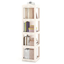 4-Tier Foldable Rotating Bookshelf with Swivel Base and Translucent Panels-White