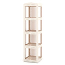 4-Tier Foldable Rotating Bookshelf with Swivel Base and Translucent Panels-White