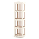 4-Tier Foldable Rotating Bookshelf with Swivel Base and Translucent Panels-White