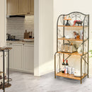 4-Tier Industrial Kitchen Baker's Rack with Open Shelves and X-Bar