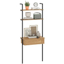 4-Tier Ladder Bookshelf with Drawer and Metal Frame by LJGDeals