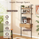 4-Tier Ladder Bookshelf with Drawer and Metal Frame by LJGDeals