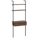 4-Tier Ladder Bookshelf with Drawer and Metal Frame by LJGDeals