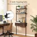 4-Tier Ladder Bookshelf with Drawer and Metal Frame by LJGDeals