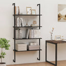 4-Tier Ladder Shelf Open Wall Mounted Bookcase with Wooden Boards and Metal Frame-Black by LJGDeals