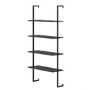 4-Tier Ladder Shelf Open Wall Mounted Bookcase with Wooden Boards and Metal Frame-Black by LJGDeals