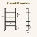 4-Tier Ladder Shelf Open Wall Mounted Bookcase with Wooden Boards and Metal Frame-Black by LJGDeals