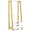 4-Tier Ladder Shelf with 2 Drawers 52.5 Inch Tall Freestanding Bookcase by LJGDeals