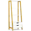 4-Tier Ladder Shelf with 2 Drawers 52.5 Inch Tall Freestanding Bookcase-Rustic Brown by DirectDeals