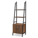 4-Tier Ladder Shelf with Cabinet and Metal Frame-Rustic Brown by LJGDeals