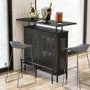 4-Tier Liquor Bar Table with 6 Glass Holders and Metal Footrest-Black by LJGDeals
