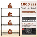 4-Tier Metal Storage Shelving Unit with V-Shaped Wire Rack and 1000 LBS Capacity-Black by LJGDeals