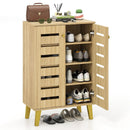 4-Tier Modern Freestanding Wooden Shoe Cabinet with Doors and Removable Shelves-Oak by LJGDeals