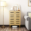 4-Tier Modern Freestanding Wooden Shoe Cabinet with Doors and Removable Shelves-Oak by LJGDeals