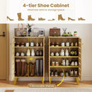 4-Tier Modern Freestanding Wooden Shoe Cabinet with Doors and Removable Shelves-Oak by LJGDeals