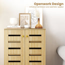 4-Tier Modern Freestanding Wooden Shoe Cabinet with Doors and Removable Shelves-Oak