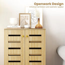 4-Tier Modern Freestanding Wooden Shoe Cabinet with Doors and Removable Shelves-Oak by LJGDeals