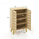 4-Tier Modern Freestanding Wooden Shoe Cabinet with Doors and Removable Shelves-Oak by LJGDeals