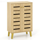 4-Tier Modern Freestanding Wooden Shoe Cabinet with Doors and Removable Shelves-Oak by LJGDeals
