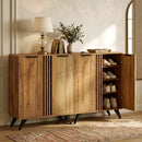 4-Tier Shoe Cabinet with 2 Doors - Natural Wood Finish by LJGDeals