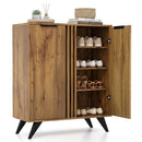 4-Tier Shoe Cabinet with 2 Doors - Natural Wood Finish by LJGDeals