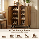 4-Tier Shoe Cabinet with 2 Doors - Natural Wood Finish by DirectDeals