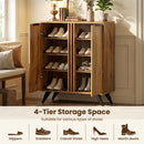 4-Tier Shoe Cabinet with 2 Doors - Natural Wood Finish by LJGDeals