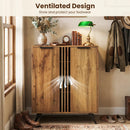 4-Tier Shoe Cabinet with 2 Doors - Natural Wood Finish by DirectDeals
