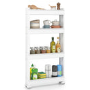 4-Tier Multifunctional Slim Storage Trolley with Detachable Trays-White by LJGDeals