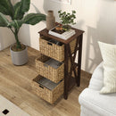 3/4-Tier Nightstand with 2 Seagrass Baskets Narrow X-Design-3 by LJGDeals